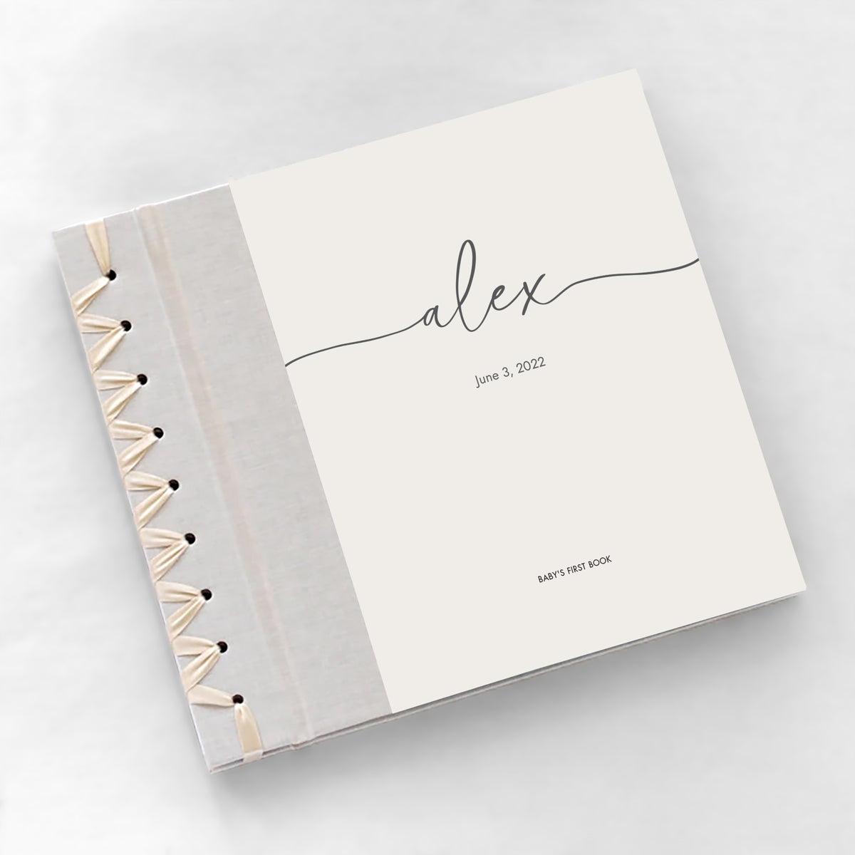 Baby&#39;s First Book | Printed Cover: Calligraphy Gray | Available Personalized