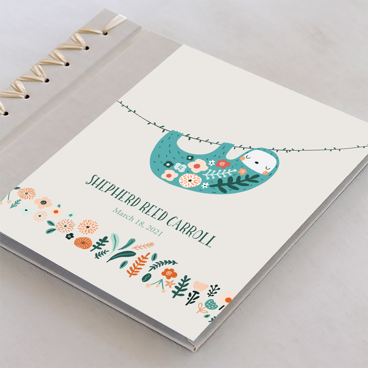 Baby&#39;s First Book | Printed Cover: Baby Sloth | Available Personalized