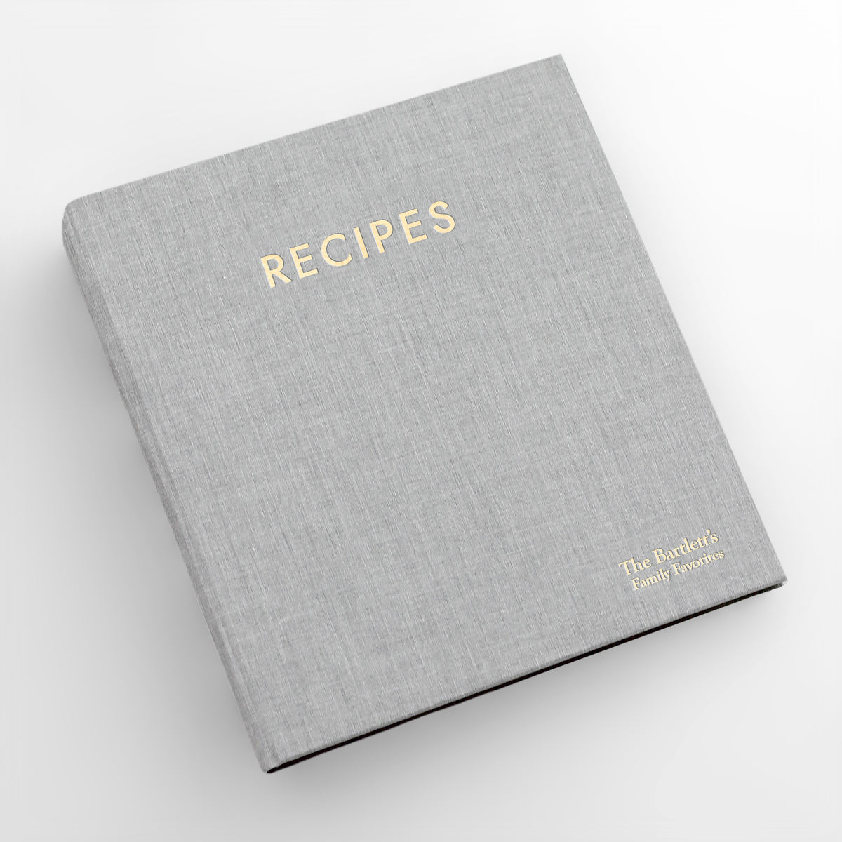 Recipe Journal Embossed with &quot;RECIPES&quot; covered with Dove Gray Cotton