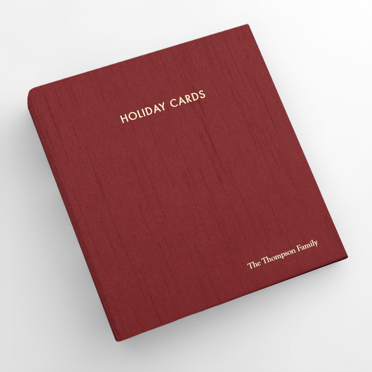 Holiday Card Album | Cover: Garnet Silk | Embossed with “Holiday Cards” | Available Personalized