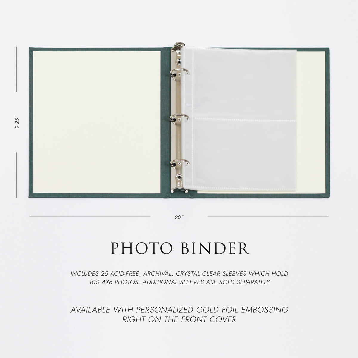 Medium Photo Binder For 4x6 Photos | Cover: Jade Silk | Available Personalized