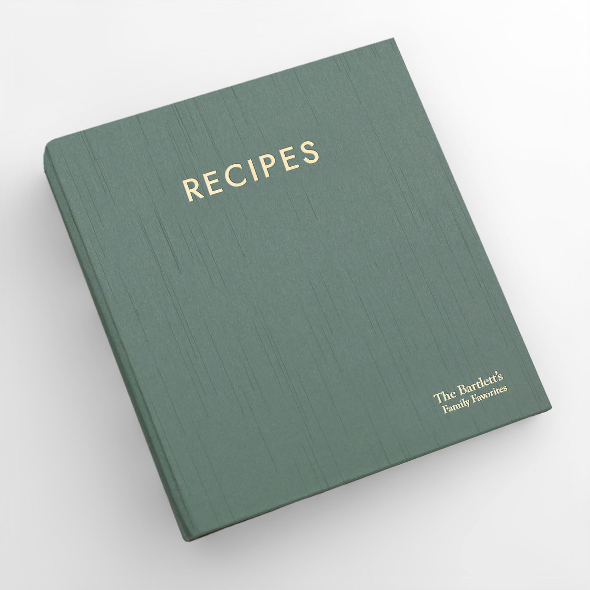 Recipe Journal Embossed with &quot;RECIPES&quot; covered with Jade Silk