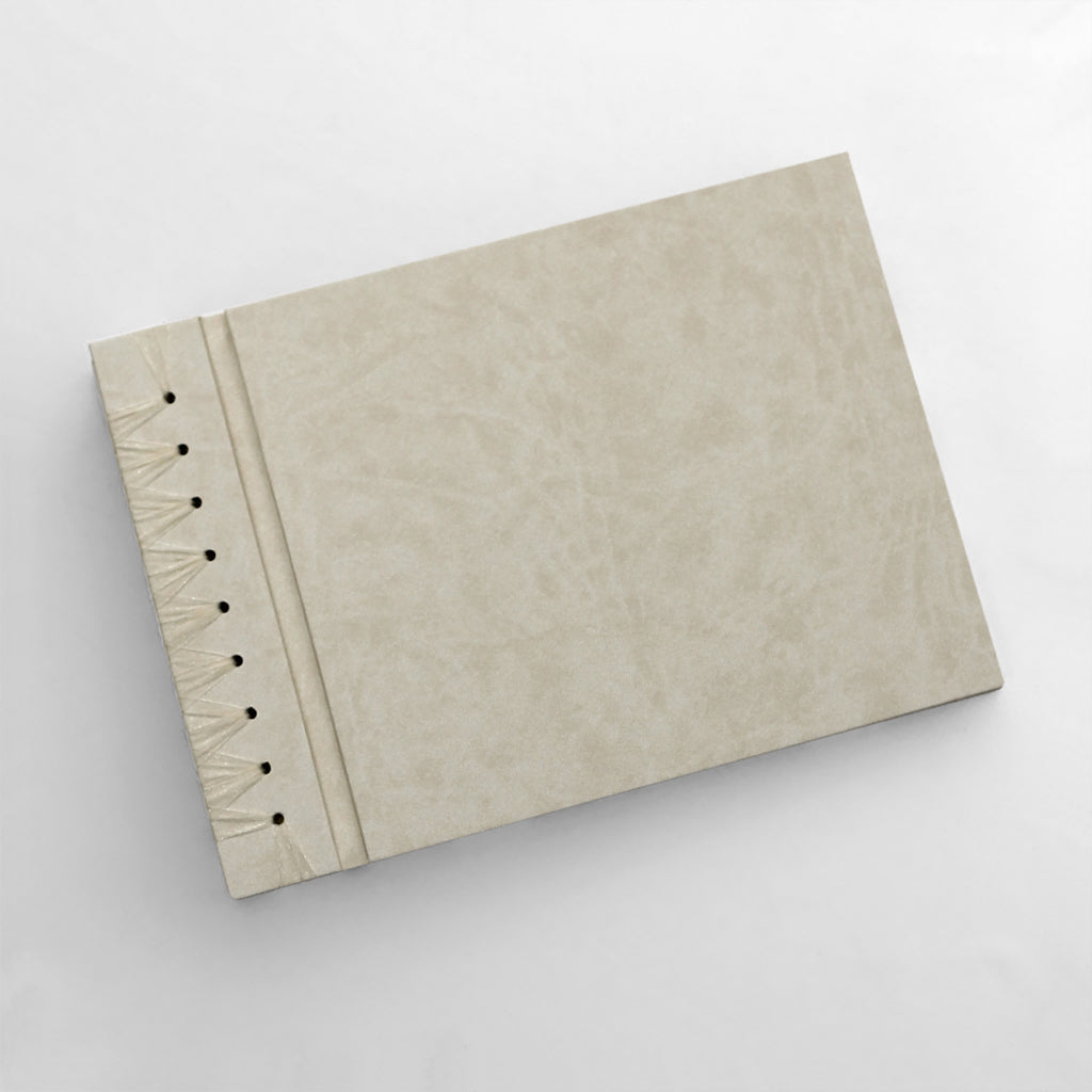 Large 10 x 15 Paper Page Album | Cover: Creme Vegan Leather | Available Personalized