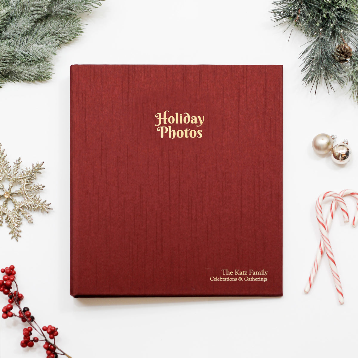 Large Holiday Photo Binder with Garnet Silk Cover for 4x6 or 5x7 Photos