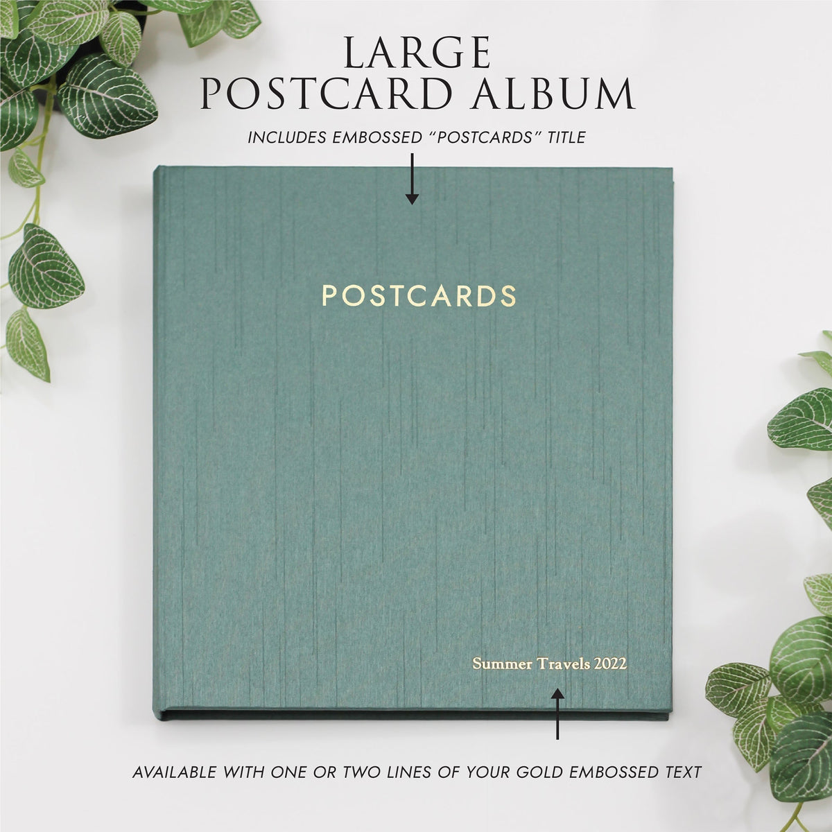 Large Postcard Album with White Vegan Leather Cover | Select Sleeves for 4x6 or 5x7 Postcards