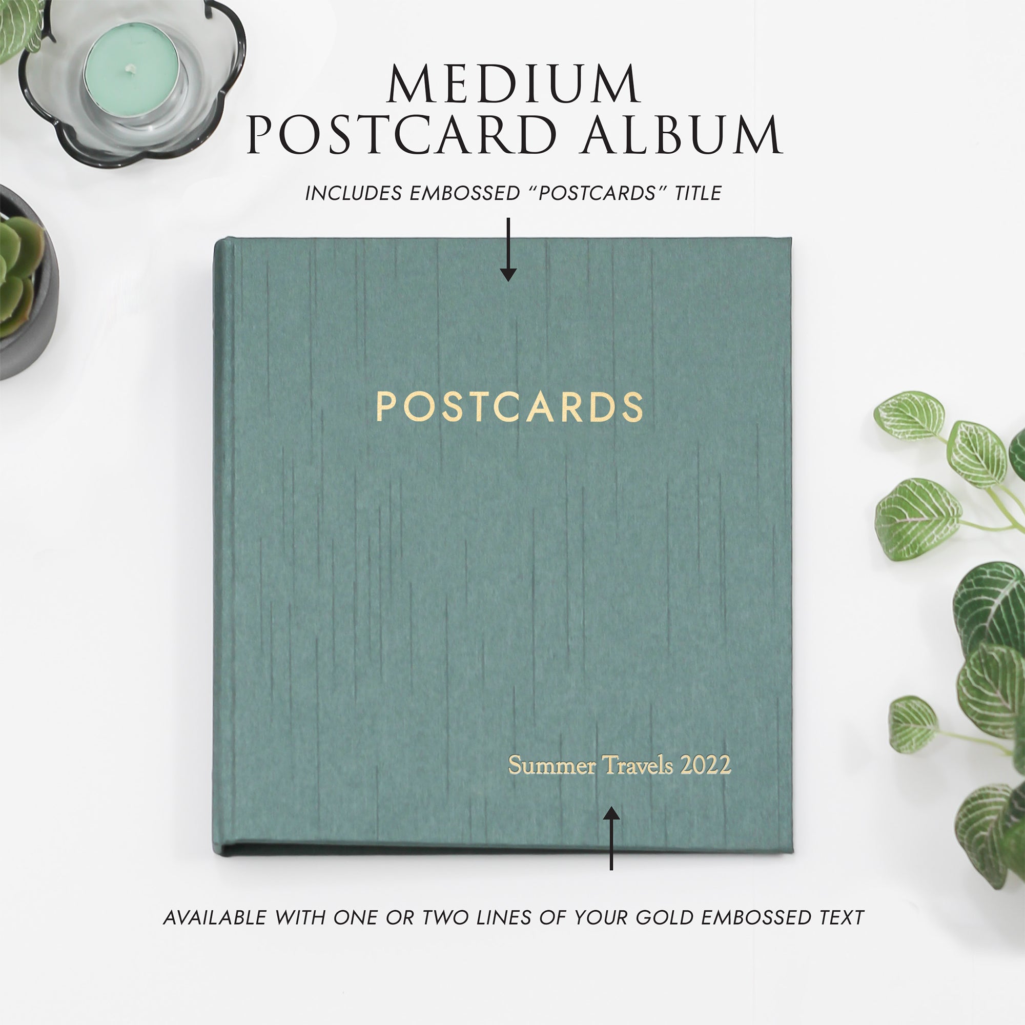 Medium Postcard Album With Natural Linen Cover 2 Postcards per