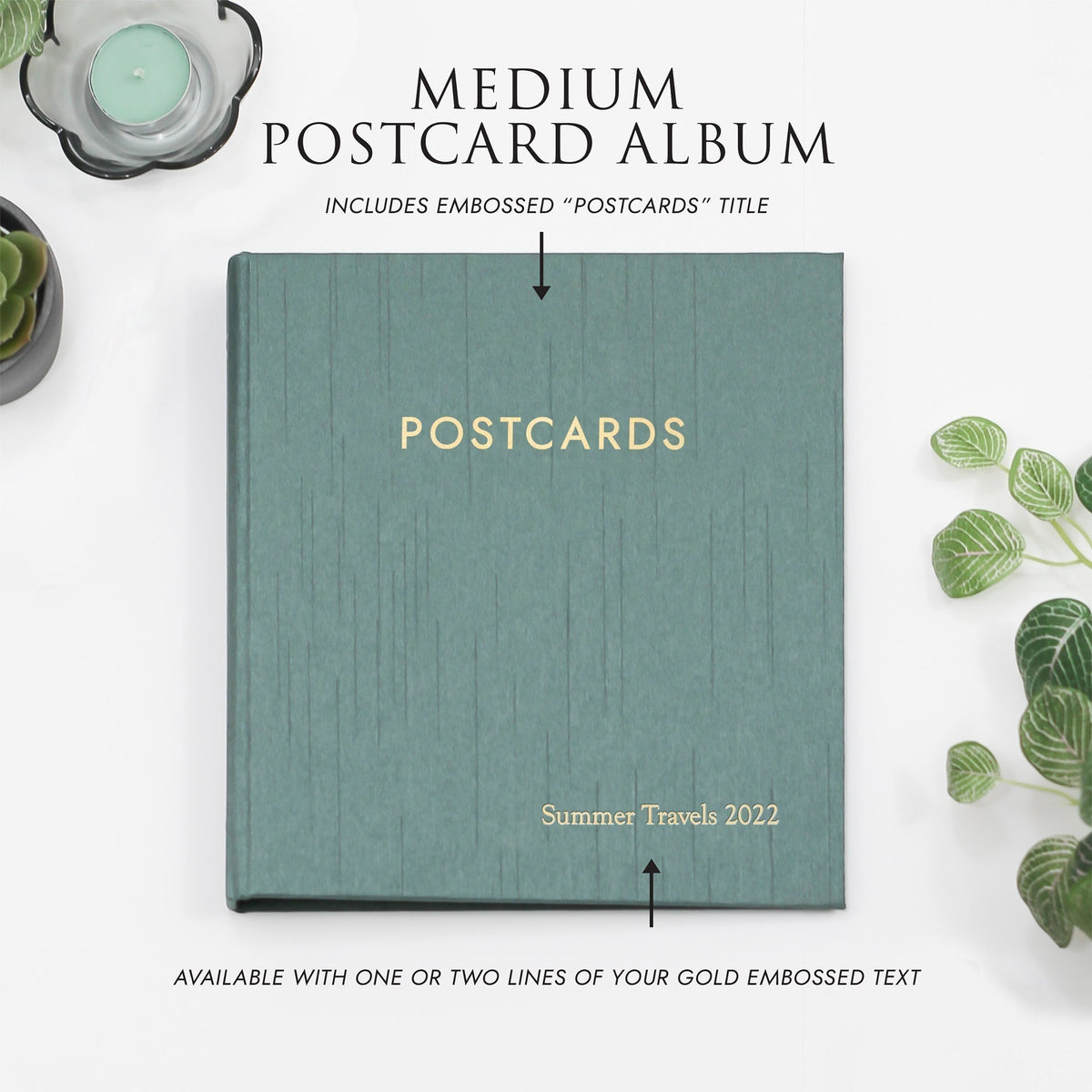 Medium Postcard Album with Indigo Vegan Leather Cover | Fits 4x6 postcards