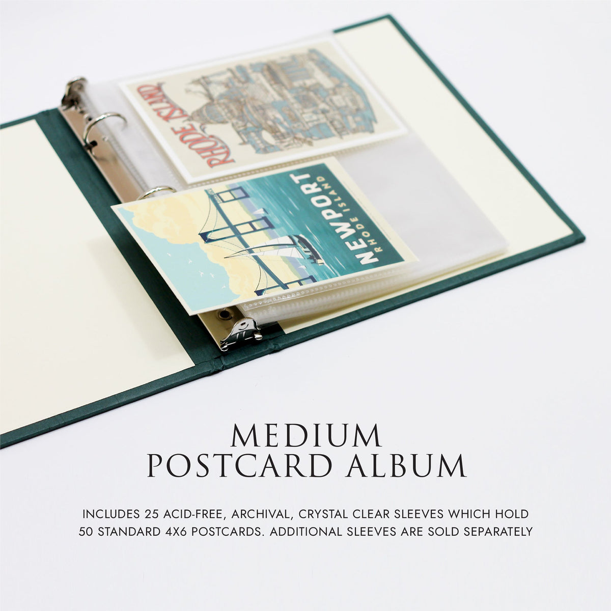 Medium Postcard Album with Indigo Vegan Leather Cover | Fits 4x6 postcards