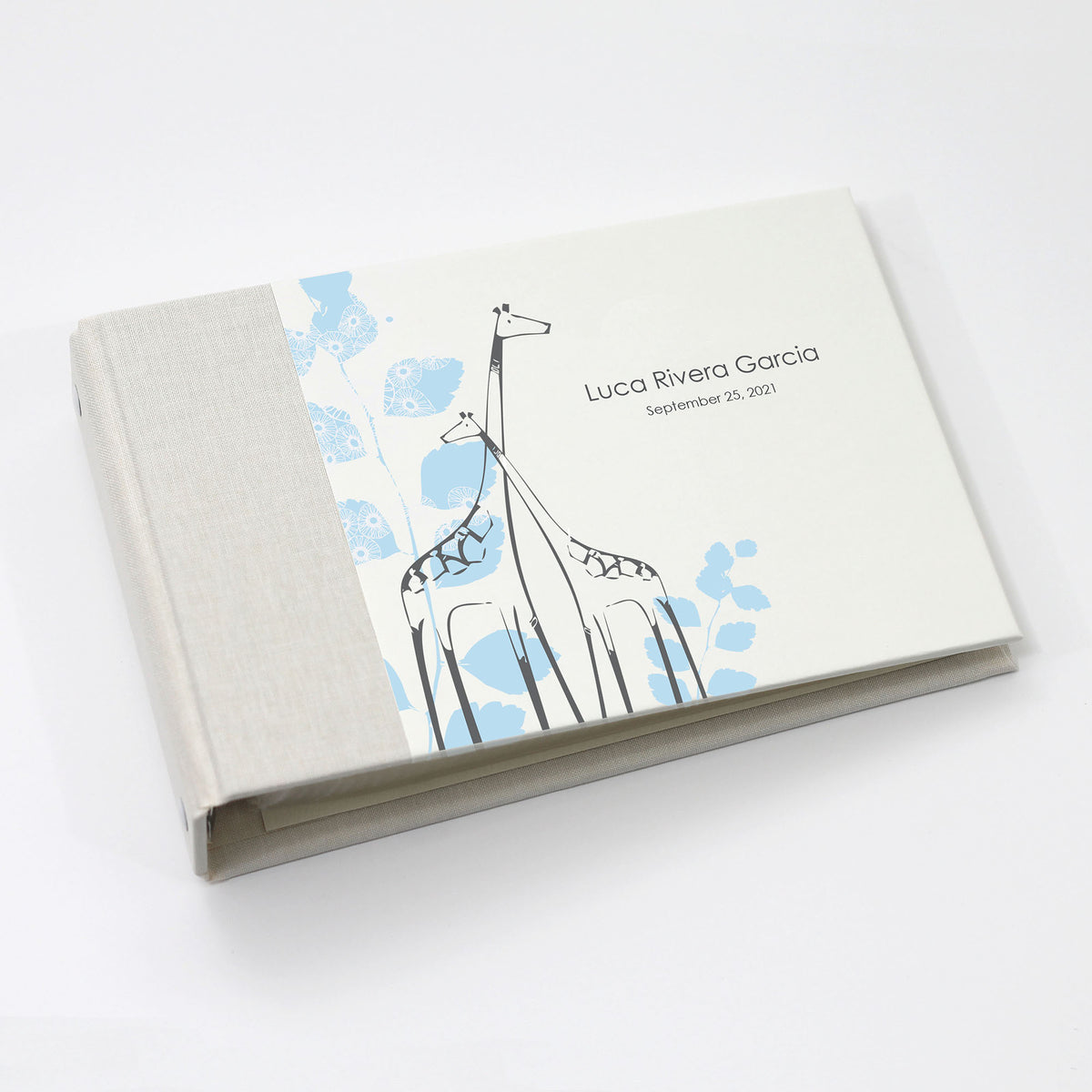 Personalized Small Binder | for 4x6 Photos | Blue Giraffe