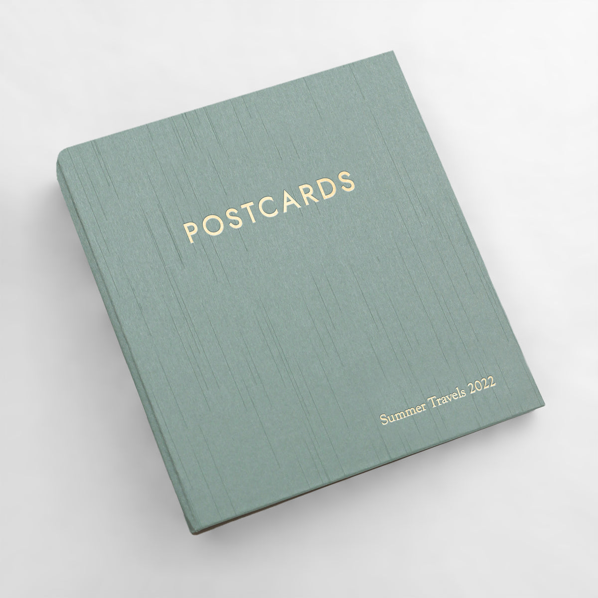 Medium Postcard Album with Misty Blue Silk Cover | Fits 4x6 postcards