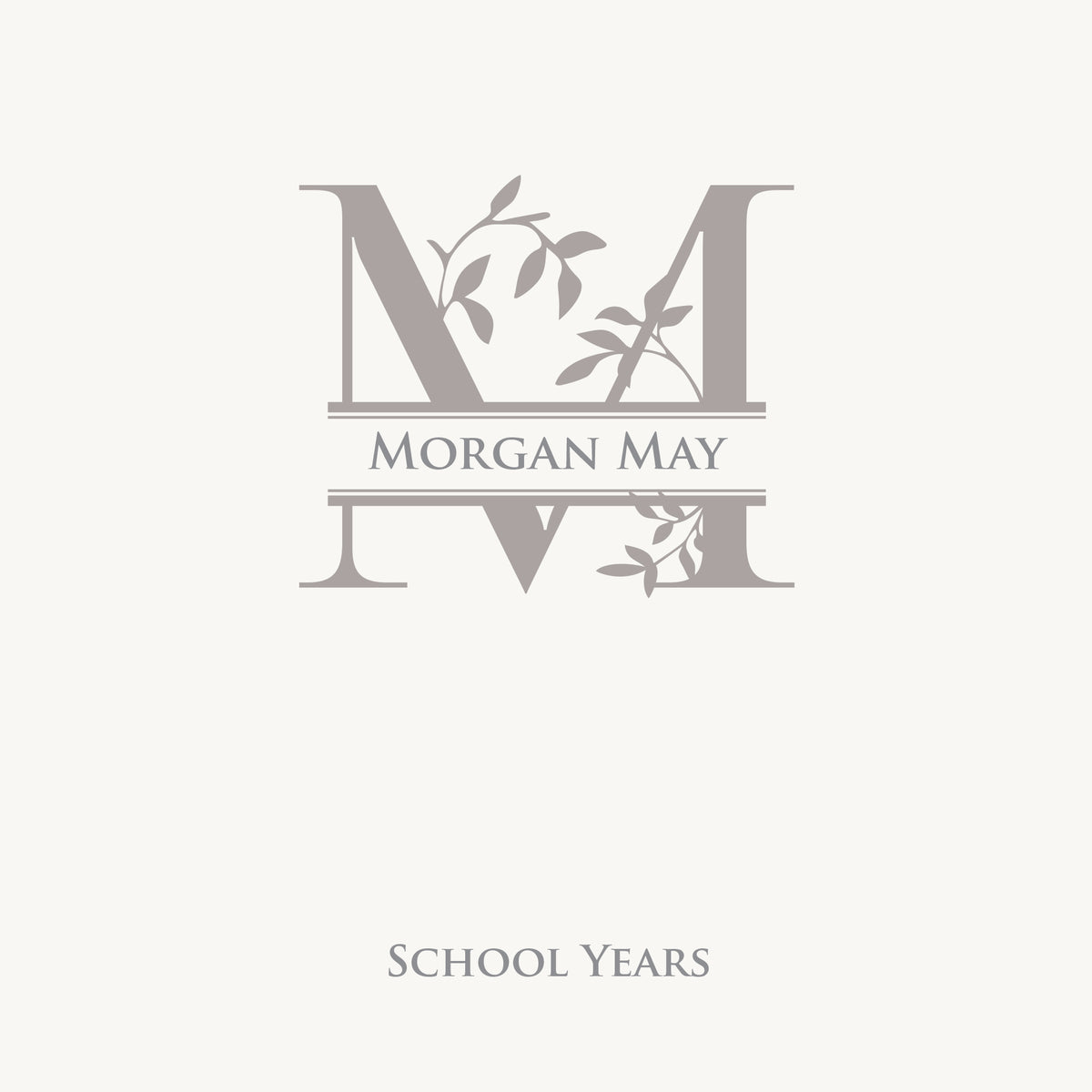 Personalized School Years with Monogram Gray Leaf Cover