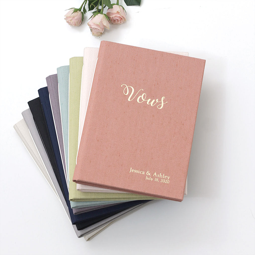 Wedding Vows Book (Set of 2) with Champagne Silk Cover