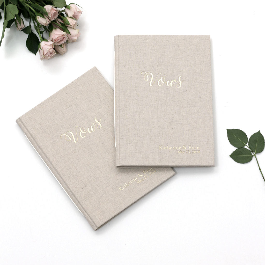 Wedding Vows Book (Set of 2) with Natural Linen Cover