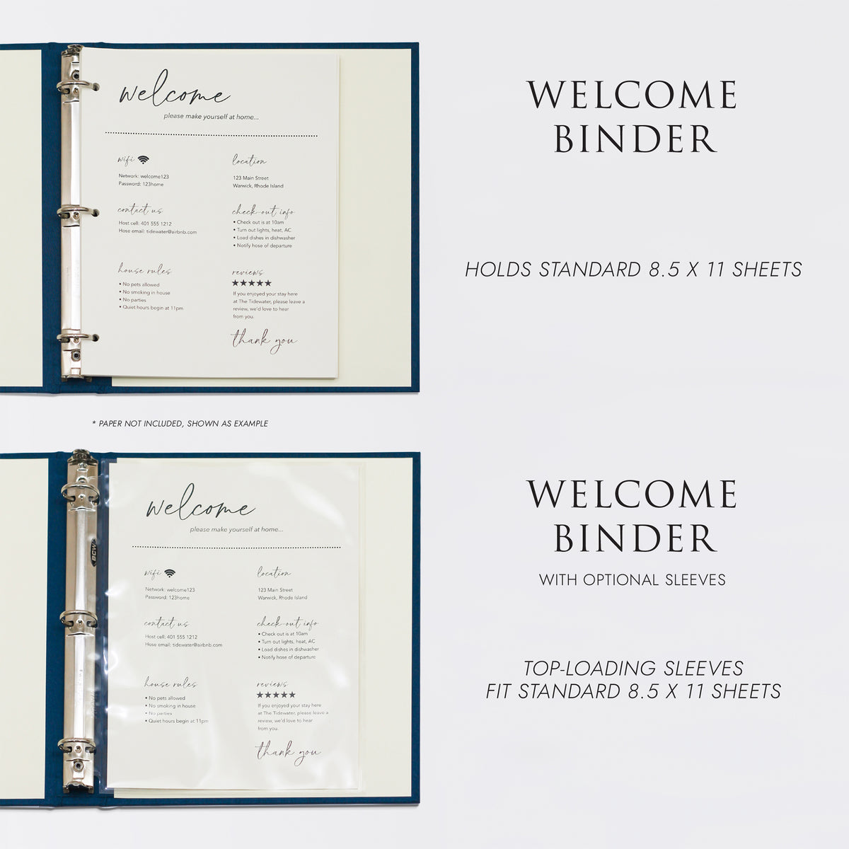 Welcome Binder with Navy Blue Cotton Cover | Home | Air BNB
